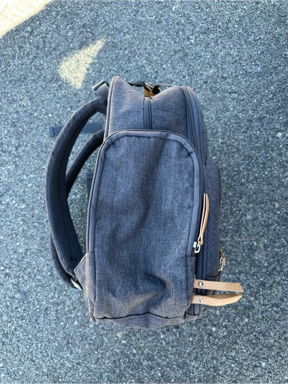 Eddie Bauer Diaper Bag Charcoal Backpack with Tan Accents